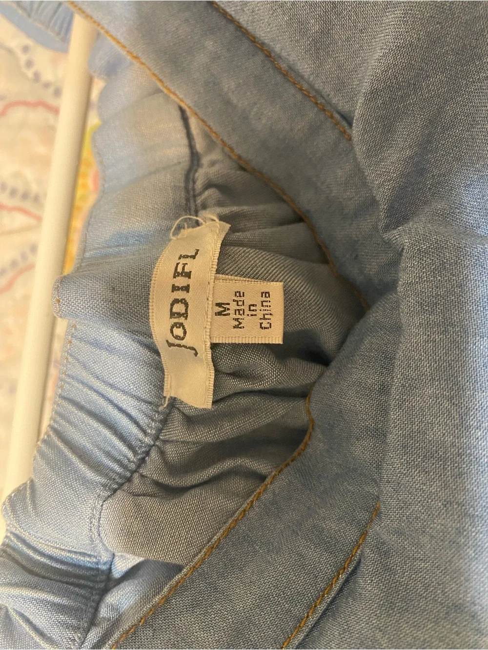 JODIFL Light Blue Chambray Off-Shoulder Dress